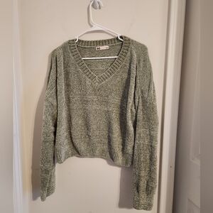 SO Women's Sage Green V-Neck Chenille Sweater Large